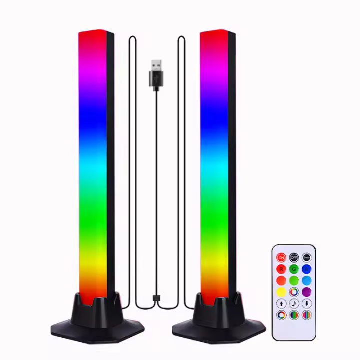 Lámpara LED RGBIC 30cm Pack De 2 Decoración De Habitación Luz De Ambiente Para TV PC Juego De Gaming Control Remoto Dimmer - 1