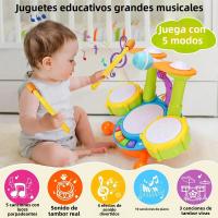 Set De Batería Para Niños Juguetes Educativos De Música Con Microfono Para Niñas Actividades De Aprendizaje Regalos Para Niños De 3 a 12 Años - details 1