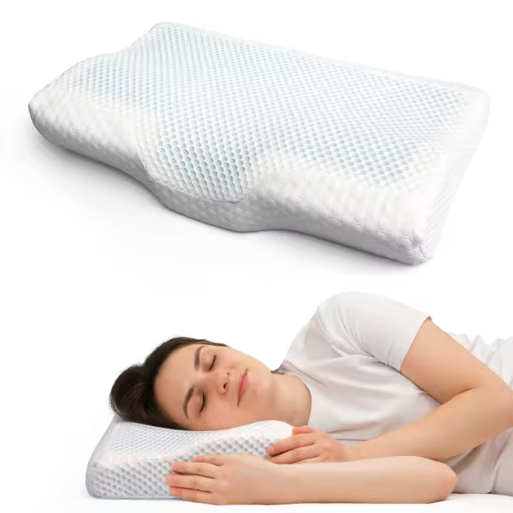 NQT Alhomada Cervical de Espuma Viscoelastica para Aliviar el Dolor - Almohada Ortopedica para Soporte de Cuello con Funda Extraíble y Lavable - 1