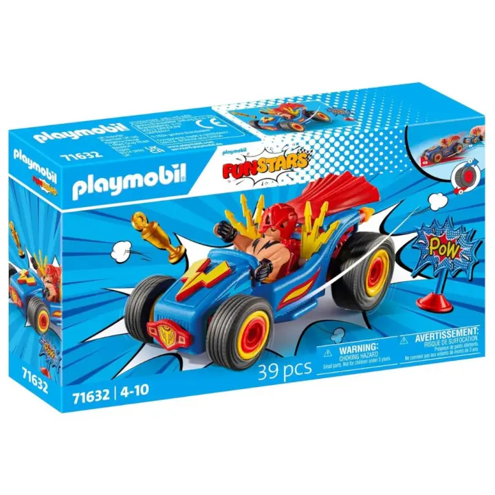 Racing luchador Playmobil Funstars (71632) kart con motor retráctil - 1