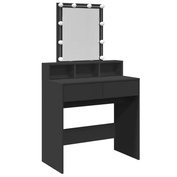 Tocador con luces LED negro 80x41x144,5 cm - 1