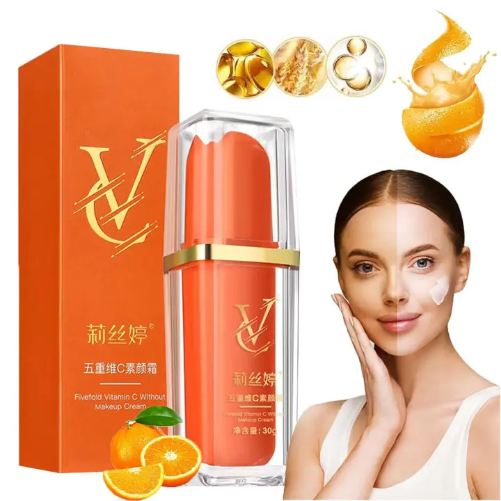 Crema tonificante Swarous con vitamina C, crema tonificante con cinco vitaminas C, crema hidratante iluminadora y suave, crema hidratante facial ligera y de larga duración con vitamina C (1 unidad) - 1