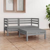 vidaXL Juego de muebles de jardín 3 pzas madera maciza de pino en color Blanco/Negro/Gris | almacenamiento funcional diseño moderno para baño dormitorio sala - details 2