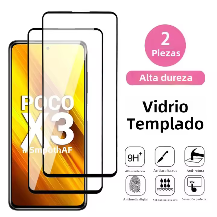 2Pcs Vidrio Templado Completo Para Xiaomi Poco X5 X4 X3 NFC F3 F4 GT F5 Protector De Pantalla POCO M3 M4 M5 pro M5S C50 C55 C65 Film De Vidrio - 1