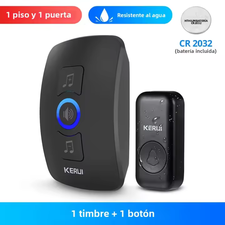 Bocina De Puerta Inalámbrica Exterior KERUI M525 Impermeable Kit De Campana Inteligente Con Alarma De Seguridad LED Y Melodías De Bienvenida Para Hogar - 1