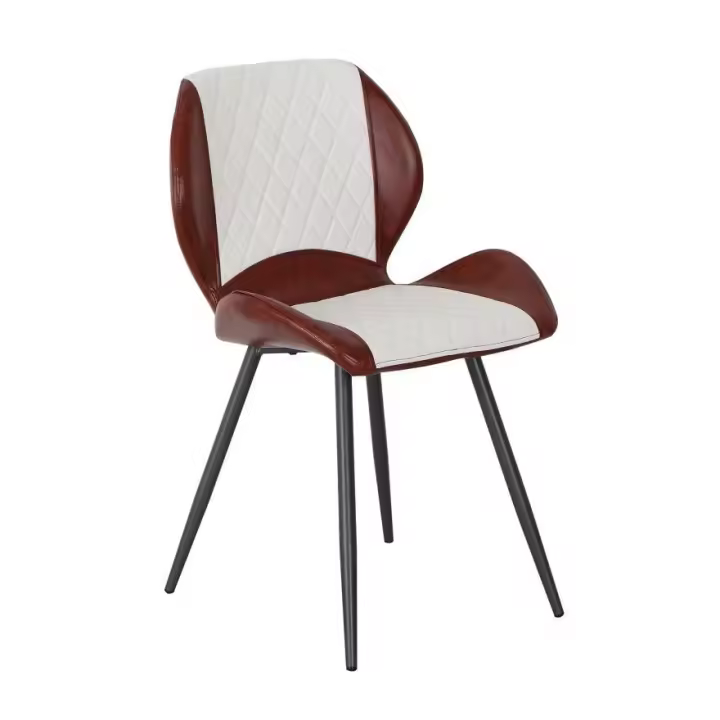 Silla VERONICA, metal, similpiel cuero viejo y blanco - 1