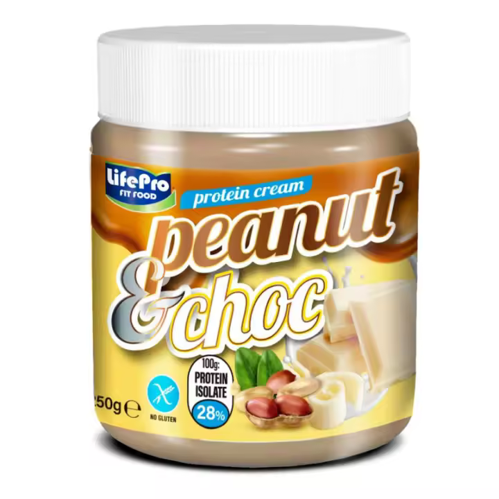 LIFE PRO FITFOOD PROTEIN CREAM PEANUT CHOC 250G - Deliciosa Crema para Untar Saludable - Sabor Chocolate blanco y Cacahuete - 1