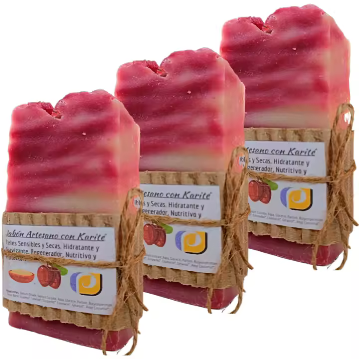 3 Jabones Artesanales Naturales con Manteca de Karité. Pieles Delicadas, Regenerador, Hidratante, Nutritivo, Estrías. Hecho a mano en España. Pumarshop Cinnia Natura. - 1