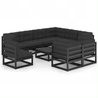 VIDAXL 3076863 conjunto de muebles para el jardín fabricado madera de color negro con cojines vida xl - 1