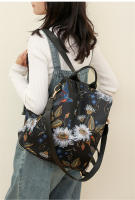Mochila antirobo Vintage para Mujer, Bolso de hombro de viaje, mochila Negra informal, Flores, para regalo de la madre - details 3