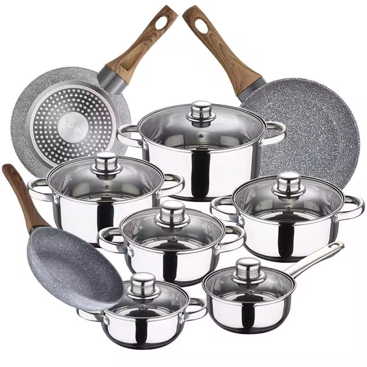 Batería de Cocina 12 Piezas San Ignacio Cassel en Acero Inoxidable y Sartenes Daimiel en Aluminio Forjado - 1