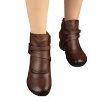 Botas De Tobillo Gruesas Y Confortables Para Caminar Color Sólido Bajo Tacón Adecuadas Para Ir a La Playa Al Lado Del Mar - details 5