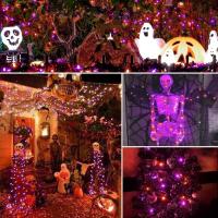 Cadenas De Luces De Halloween Con 600 LEDs 60M En Colores Naranja Y Morado 8 Modos Para Jardín Paredes De La Casa Y Fiesta De Navidad - details 1