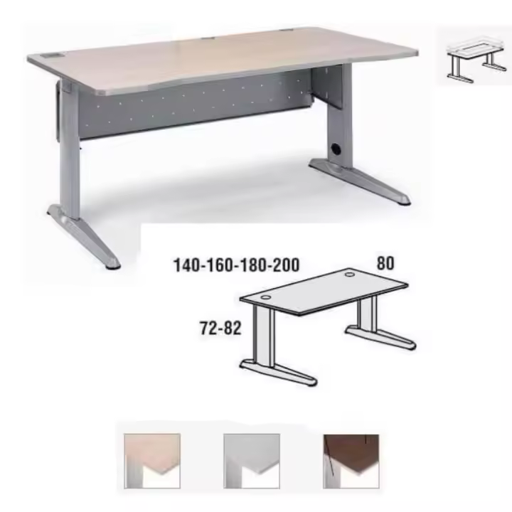 MESA METAL ROCADA 200 X 80 CM. ESTRUCTURA DE ALUMINIO REGULABLE TABLERO COLOR HAYA - 1