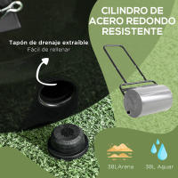 Outsunny Rodillo para Césped Ancho 58cm Ø32cm Rodillo de Césped de 38L Relleno de Arena o Agua con Mango en U para Jardín Granja Negro - details 3