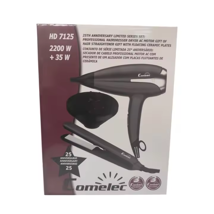 SET / KIT SECADOR DE PELO + PLANCHITA - CONJUNTO DE SERIE LIMITADA X2 - SECADOR DE PELO PROFESIONAL - MOTOS AC - PLANCHITA DE CABELLO CON PLACA DE CERAMICA - 1