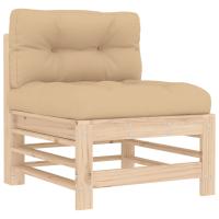 vidaXL Sofá central con cojines madera maciza de pino Pino natural, Pino blanco, Pino gris Conjunto Terraza Muebles Jardín Exterior Juego de Muebles de jardín Mueble Jardín Exterior Muebles de Salon Exterior - details 1