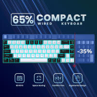 Teclado Mecánico HXSJ V800 De 68 Teclas Con Cable Ergonómico Y Retroiluminación Azul Hielo Intercambiables Hot Swappable Para Gaming Alta Durabilidad - details 3