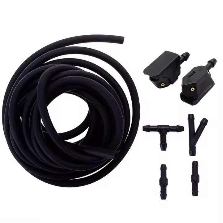 Juego De 7 Piezas De Braza De Limpiaparabrisas Frontal Con Boquilla De Lavado Ajustable En 4 Direcciones Y Válvula De Cheque Tube De 2m T Pieza Y Pieza Recta - 1