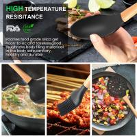Juego de 11 Utensilios de Cocina de Silicona utensilios antiadherentes con mango de madera, pala, espátula, batidores de huevos, caja de almacenamiento, utensilios para hornear saludables, 12 piezas - details 3