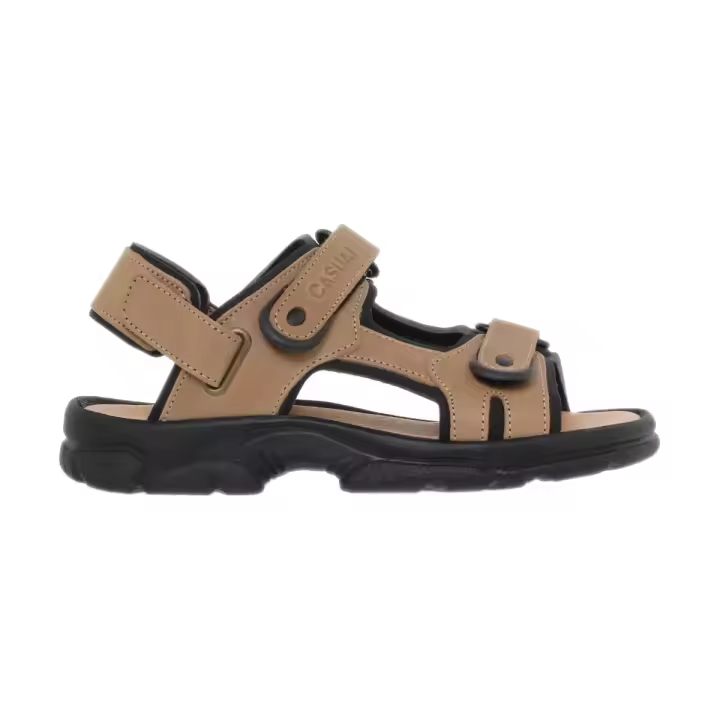 Casual | Sandalias piel taupe talón desmontable | Hombre Piel Textil Piel rellena de gel - 1