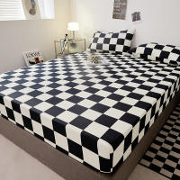 Sábana Ajustable Reina Talla Con Banda Elástica Cubierta De Mátress Negro Y Blanco Sábana De Alta Calidad Sábana Tat 40TC Plaid - details 0