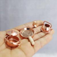 Set De 3 Piezas Para Muñecas 1:12 Casa De Muñecas Miniatura Sartén De Bronce Olla Cocina Utensilios De Cocina Accesorios Para Muñecas - details 1