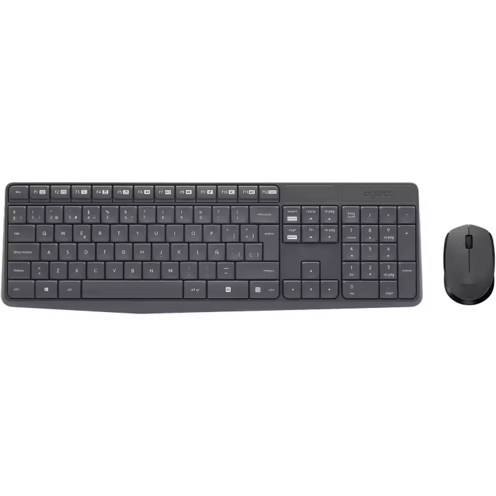 Logitech MK235 Combo Teclado y Ratón para Windows, 2,4 GHz con Receptor USB, Ratón Inalámbrico, 15 Teclas con Función, Batería de 3 Años, PC/Portátil, Disposición QWERTY Español - Negro - 1