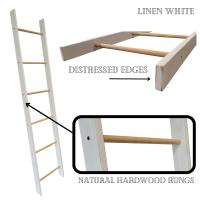 Toallero y Columna de Pie Blanco Mate-Natural 48*159cm Escalera de madera decorativa para colchas de estilo rústico de 6 pies para exhibición, escalera de colcha rústica decorativa pintada - details 4