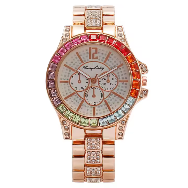 Reloj para hombre con tres subdiales, piedras brillantes, diamantes y colores, movimiento de cuarzo, un reloj de lujo para el hombre - 1
