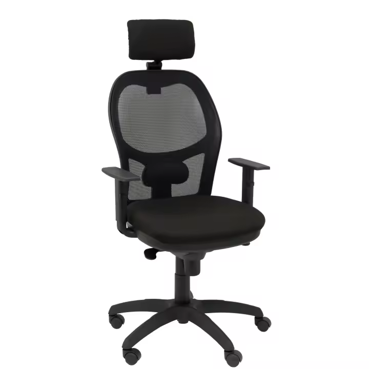 Piqueras Y Crespo Silla de Oficina Ergonómica Malla Negra Asiento Bali Negro Cabecero Regulable - 1