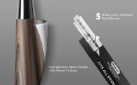 Afeitadora De Seguridad Con Doble Faja De Acero Inoxidable 5 Hojas Suizas Cuchilla De Acero Inoxidable Ecológica Y De Alta Calidad Con Mango De Aleación De Zinc Y Madera Artificial Para Hombre - details 2