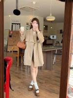Abrigo De Trench Elegante Para Mujer plus Talla Primavera/Otoño Con Cierre De Cordón Estilo Coreano Casual Versátil Con Bolsillos - details 34