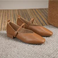 Zapatos Planos De Mujer Elegantes Y Retro Con Hebilla Mary Janes De Punta Cuadrada Rojos Para Primavera Y Otoño Con Suela Suave Y Material De Microfibra - details 11