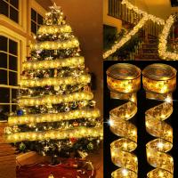 Luces De Navidad LED En Cadena Decoración De Árbol De Navidad Y Casa Tiras De Lantejuelas De Encaje Brillante Para Año Nuevo 2024 - details 5