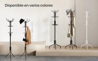 SONGMICS Perchero de Pie, Perchero de Metal con 12 Ganchos, 4 Patas, para Colgar Abrigos, Sombreros y Bolsos, para Entrada, Dormitorio, Oficina, Blanco/Marrón/Negro - details 1