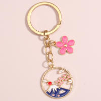 Llavero De Enamel Con Diseño De Montaña Fuji Y Sakura Japón Llavero De Flor Para Mujeres Y Hombres Souvenir DIY Joyería Hecha a Mano - details 0