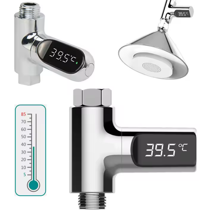 Termómetro De Ducha LED Para El Hogar Rango De Temperatura 5-85℃ Medidor Inteligente De Flujo Para Bebés Auto-potenciado Monitoreo De Agua - 1