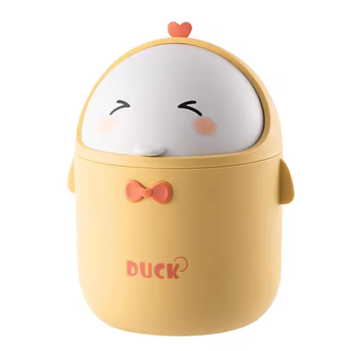 Mini pequeño con tapa, baño, oficina, para baño, cocina, oficina, cubo de basura, estilo rtoon lindo - 1