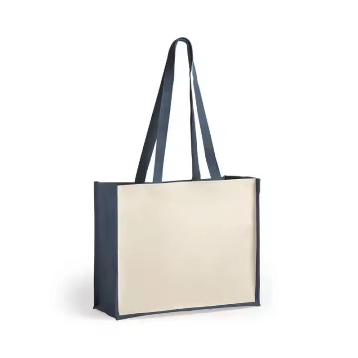 Bolsa de Yute y Algodón Color Azul - Ideal para Tus Compras - 1