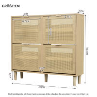 Zapatero con 4 Cuadros abatibles, arcón de trinquete de chino con Tiradores Metálicos, Zapatero para pasillos, dormitorios, Pisos, muebles de Madera, Dimensiones: 100x25x90 cm - details 4