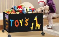 T-Lovendo - Caja de Juguetes para Niños - Baúl de Almacenamiento con Ruedas - Cajón de Juguetes con Tapa - 70L - details 0