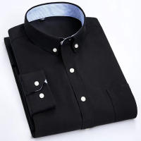 Camisa Oxford Para Hombre De Manga Larga Casual Rayada Gris Verde Azul Náutico Negocios Slim Botones Moda Tendencias - details 11