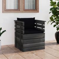 vidaXL Sillón de jardín con cojines madera de pino en color Rojo/Antracita/Taupé y más | acolchados duraderos para sofás de jardín terraza exterior - details 10