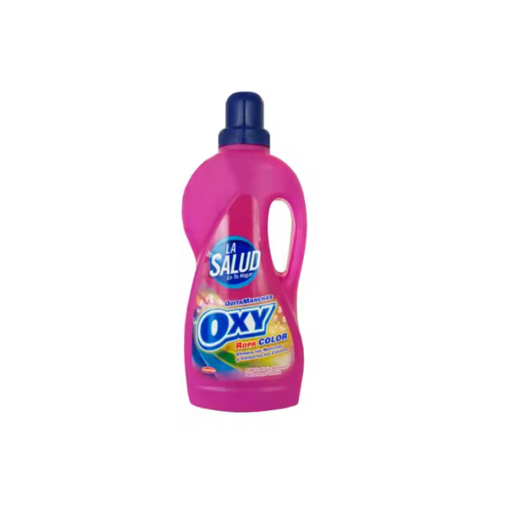 Quitamanchas ropa color OXY LA SALUD. Elimina las manchas más difíciles y los olores. Su fórmula con oxigeno activo y sin lejía, tiene un poder antimanchas que elimina las manchas más difíceles. Para lavado a mano y a máquina. - 1