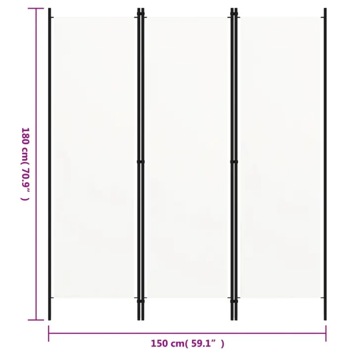 vidaXL Biombo divisor de 3 paneles blanco 150x180 cm - 1