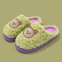 Zapatillas De Mujer De Invierno Confortables Y Ligeras Con Diseño De Oso De Dibujos Animados Suaves Y Antideslizantes Para Uso Doméstico Y Coupladas - details 6