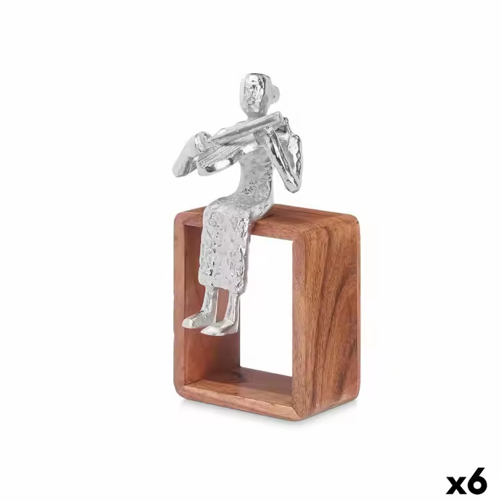 Figura Decorativa Violín Plateado Madera Metal 13 x 27 x 13 cm - 1