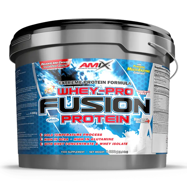 Amix WHEY PRO FUSION PROTEINA 4KG Vainilla Suplemento nutricional Incremento masa muscular Proteína eficiente baja en grasas y de rápida absorción - 1