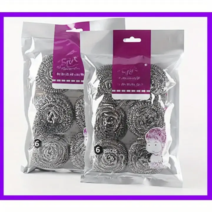 6pcs Escobillas De Limpieza De Acero Para Lavado De Platos Ollas Horno Barbacoa Esponja De Cocina Para Sink - 1